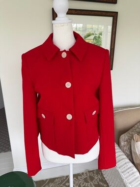 Zara Bold Red Button-Front Blazer